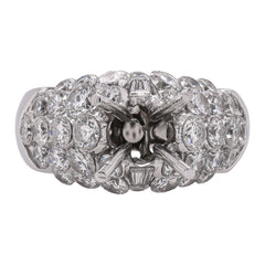 18K White Gold Diamond Bubble Style Semi-Mount Ring for 1–3 CT Center Stone | 2.56 CTW, view 1