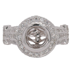 18K White Gold Diamond Halo Semi-Mount Engagement Ring | 1.28 CTW, view 1