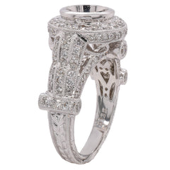 18K White Gold Diamond Halo Semi-Mount Engagement Ring | 1.28 CTW, view 2