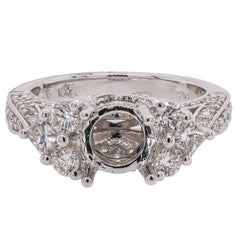 18K White Gold Pavé Diamond Semi-Mount Engagement Ring | 1.15 CTW, view 1