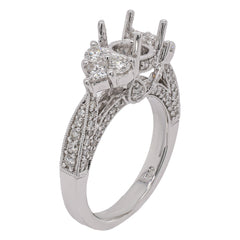 18K White Gold Pavé Diamond Semi-Mount Engagement Ring | 1.15 CTW, view 2
