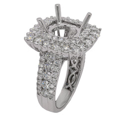 18K White Gold 3CT Square Halo Engagement Ring Setting | LeeBrant, view 2