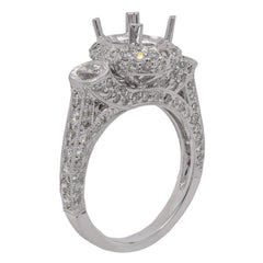 18K White Gold Three-Stone Diamond Semi-Mount Engagement Ring | 1.73 CTW, view 2