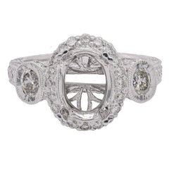 18K White Gold Three-Stone Diamond Semi-Mount Engagement Ring | 1.73 CTW, view 1