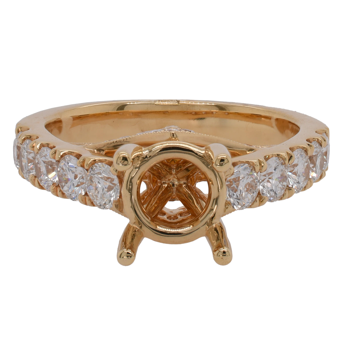 18K Yellow Gold Diamond Cathedral Semi-Mount Engagement Ring | 0.99 CTW
