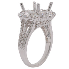 18K White Gold 4CT Halo Triple-Shank Engagement Ring | LeeBrant, view 2