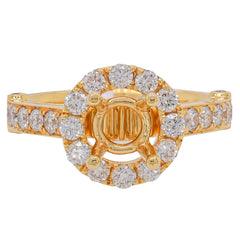 18K Yellow Gold Diamond Halo Semi-Mount Engagement Ring | 0.93 CTW, view 1