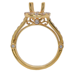18K Yellow Gold Diamond Halo Semi-Mount Engagement Ring | 0.93 CTW, view 2