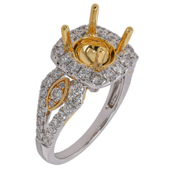 18K Two-Tone Gold Diamond Halo Semi-Mount Engagement Ring | 1.02 CTW, view 2