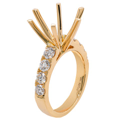 18K Yellow Gold 3.50CT Six-Prong Diamond Ring Setting | LeeBrant, view 2