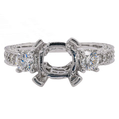 18K White Gold Three-Stone Diamond Semi-Mount Engagement Ring | 1.36 CTW, view 1