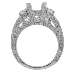 18K White Gold Three-Stone Diamond Semi-Mount Engagement Ring | 1.36 CTW, view 2