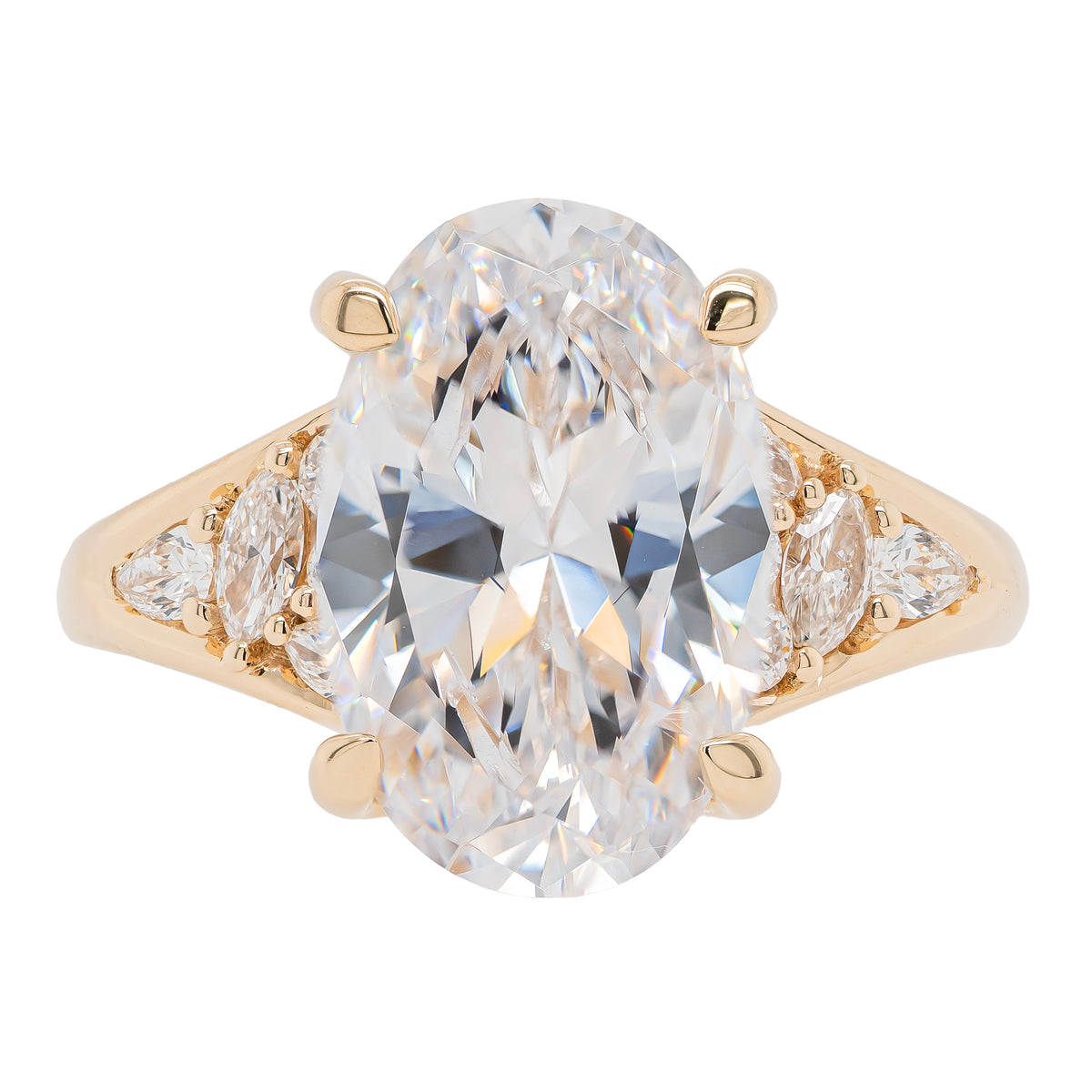 14K Yellow Gold Oval 4CT Split Shank Diamond Semi- Mount Engagement Ring