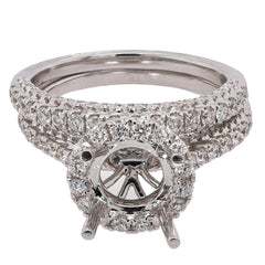 18K White Gold Diamond Semi-Mount Engagement Ring & Band | 0.98 CTW, view 1