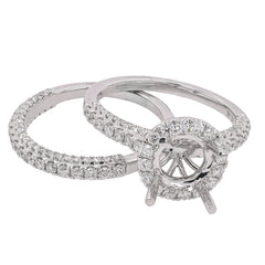 18K White Gold Diamond Semi-Mount Engagement Ring & Band | 0.98 CTW, view 2