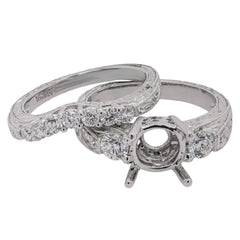 18K White Gold Diamond Semi-Mount Engagement Ring & Band | 0.72 CTW, view 1