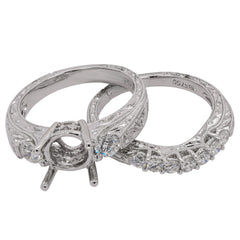 18K White Gold Diamond Semi-Mount Engagement Ring & Band | 0.72 CTW, view 2