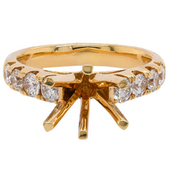 18K Yellow Gold Six-Prong Ring Setting & Diamond Band | LeeBrant, view 2