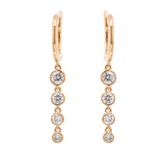 18K Yellow Gold Dangle Bezel Diamond Earrings, view 1