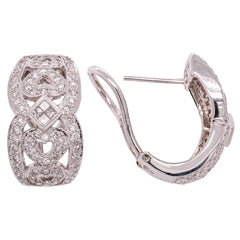 18K White Gold Filigree Antique Diamond Earrings, view 2