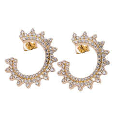 14K Yellow Gold Sunburst Twist Loop Diamond Earrings | LeeBrant, view 1