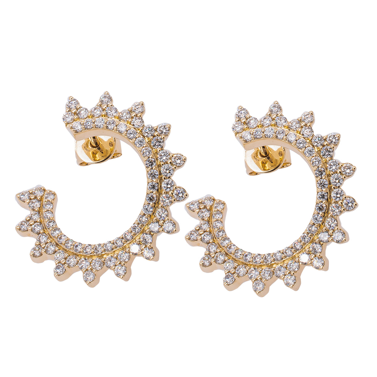14K Yellow Gold Diamond Sun Twisted Earrings