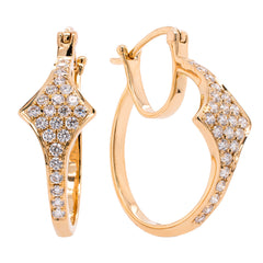 18K Yellow Gold Star Fashion Hinged Hoop Earrings, view 1