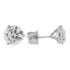 14K White Gold 4CTW Martini Cup Natural Diamond Stud Earrings, view 2
