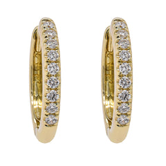 14K Yellow Gold Diamond Hoop Huggie Earrings 13x13mm, view 1