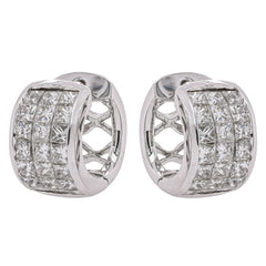 18K White Gold Invisible-Set Quadrillion Diamond Huggie Earrings | 2.13 CTW, view 1