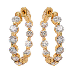 18K Yellow Gold Inside-Outside Diamond Hoop Earrings, view 1