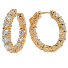 18K Yellow Gold Inside-Outside Diamond Hoop Earrings, view 2