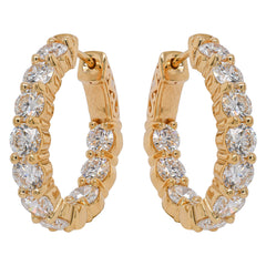 18K Yellow Gold Inside-Outside Diamond Hoop Earrings, view 1