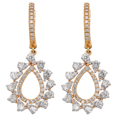 18K Yellow Gold Diamond Teardrop Huggie Earrings | 0.98 CTW Natural Diamond Dangle Earrings, view 1