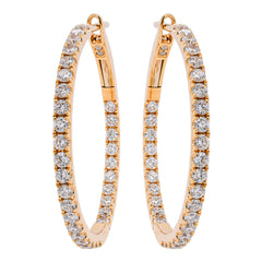 18K Yellow Gold Diamond Leverback Hoop Earrings, view 1