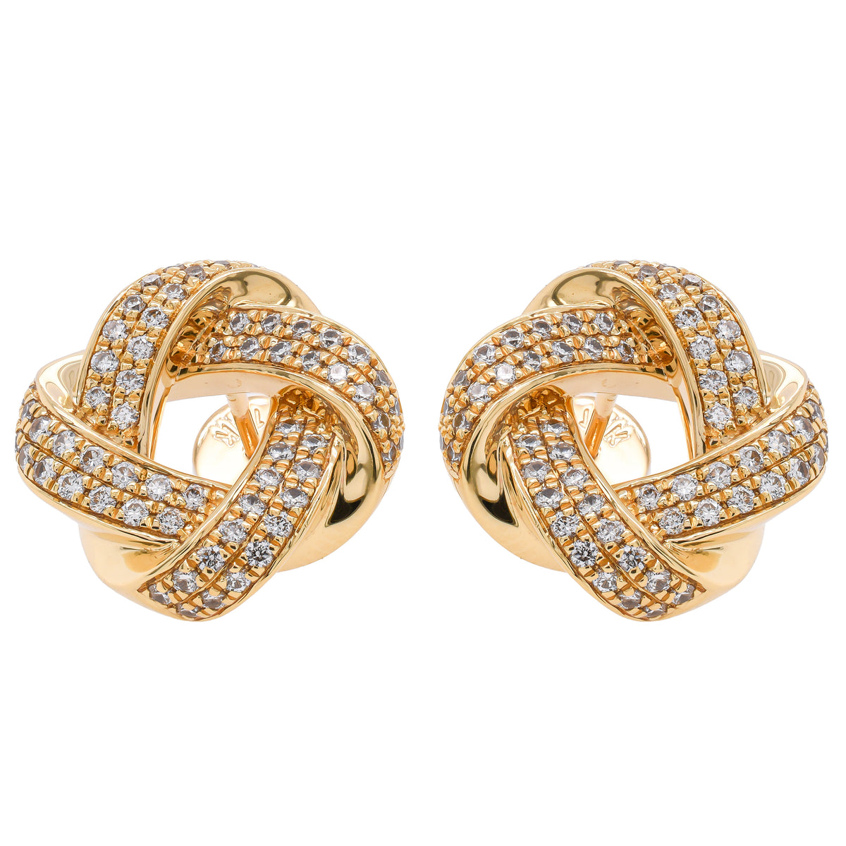 18K Yellow Gold Diamond Knot Stud Earrings | 0.65 CTW Natural Diamond Earrings