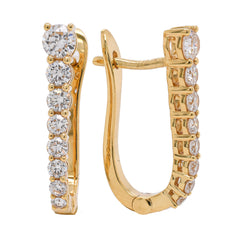 18K Yellow Gold Diamond Leverback Dangle Earrings, view 2