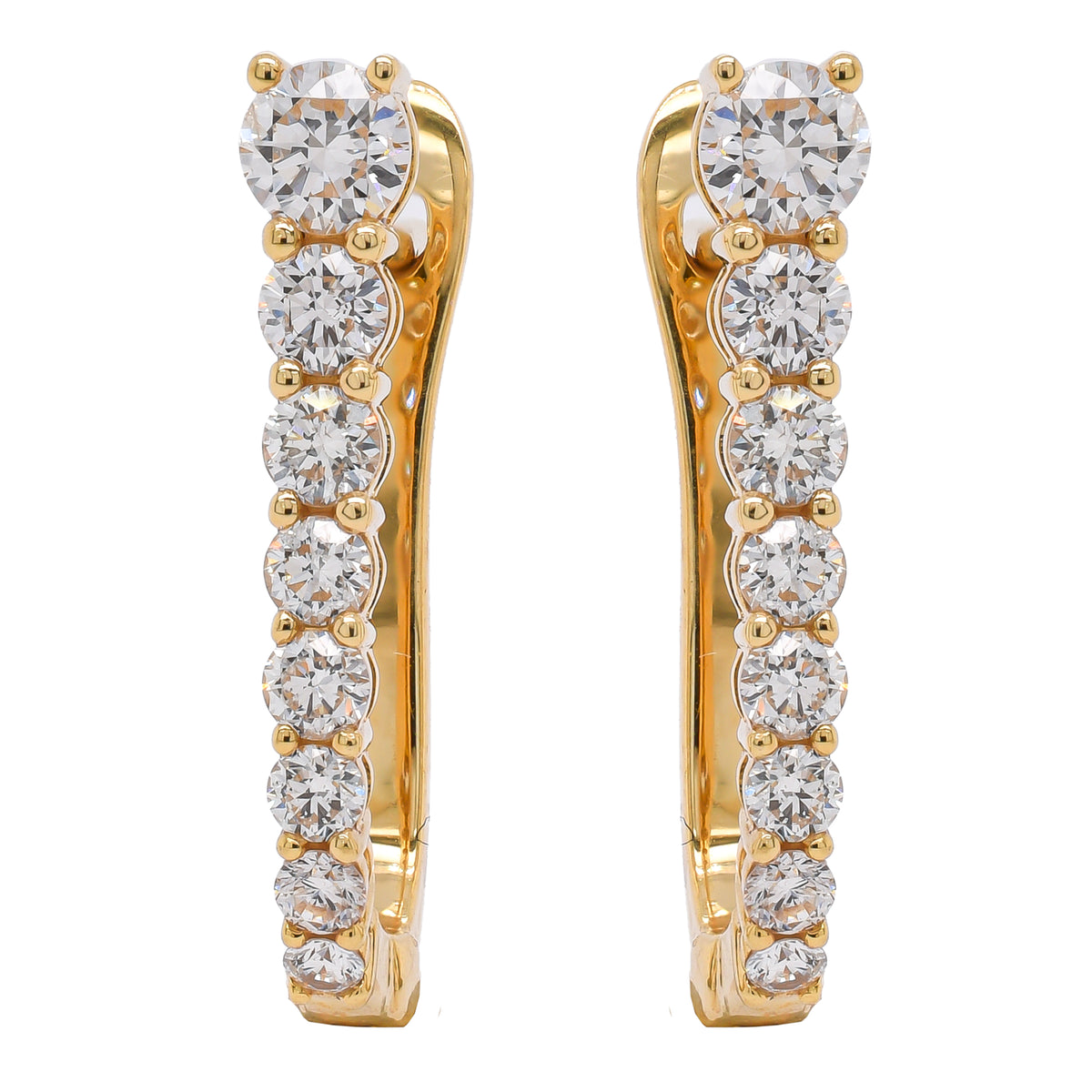 18K Yellow Gold Diamond Leverback Dangle Earrings