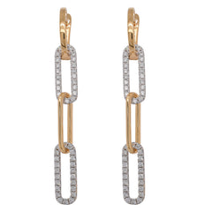 18K Yellow & White Gold Diamond Paperclip Leverback Earrings | 0.73 CTW Natural Diamonds, view 1