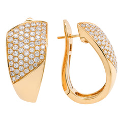 18K Yellow Gold Diamond Wave Leverback Earrings, view 2