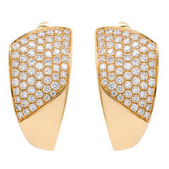 18K Yellow Gold Diamond Wave Leverback Earrings, view 1