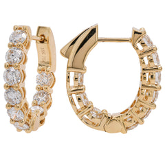 18K Yellow Gold Inside-Outside Oval Diamond Leverback Hoop Earrings, view 2