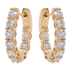 18K Yellow Gold Inside-Outside Oval Diamond Leverback Hoop Earrings, view 1