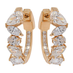 18K Yellow Gold Mixed-Cut Inside-Outside Diamond Hoop Earrings, view 1