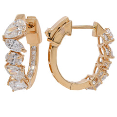 18K Yellow Gold Mixed-Cut Inside-Outside Diamond Hoop Earrings, view 2