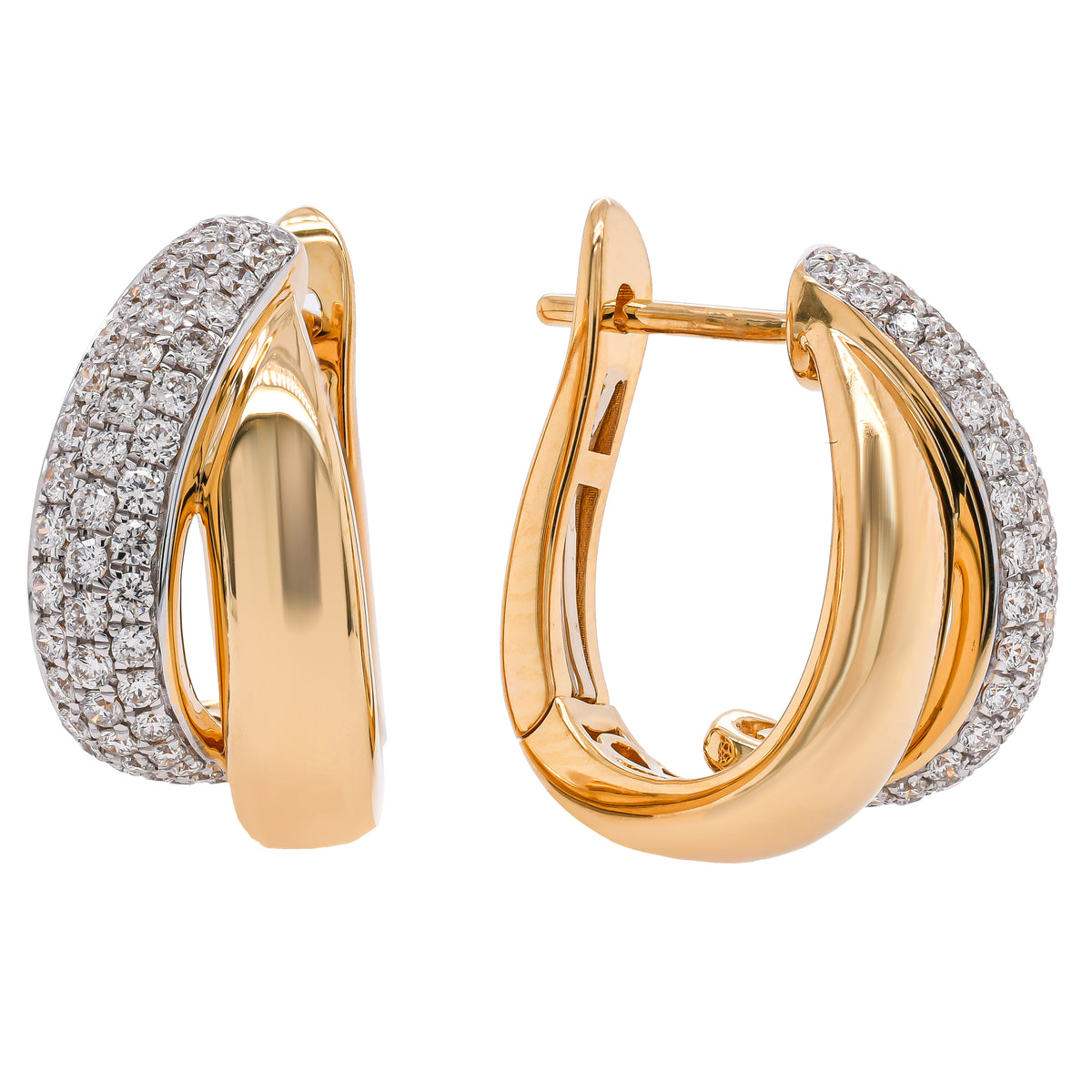 18K White Gold Diamond Pave Hoop 17mm Earrings