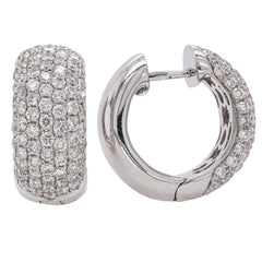 18K White Gold Diamond Pave Hoop 17mm Earrings, view 2