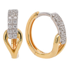 14K Two-Tone Gold Diamond Bar & Hoop Huggie Earrings | 0.16 CTW, view 2