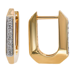 14K Yellow Gold Diamond Huggie Hoop Earrings | 0.04 CTW, view 2