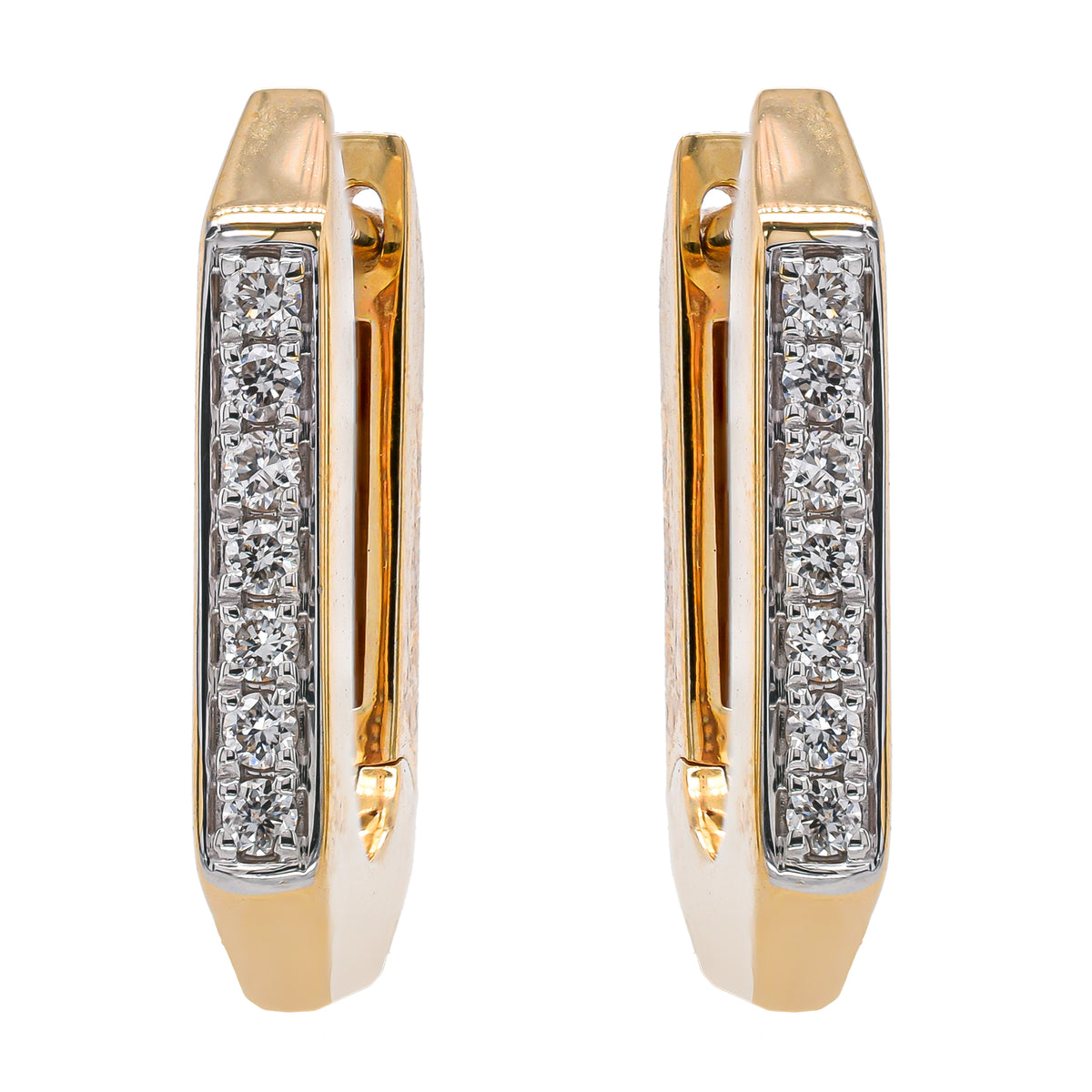 14K Yellow Gold Diamond Huggie Hoop Earrings | 0.04 CTW